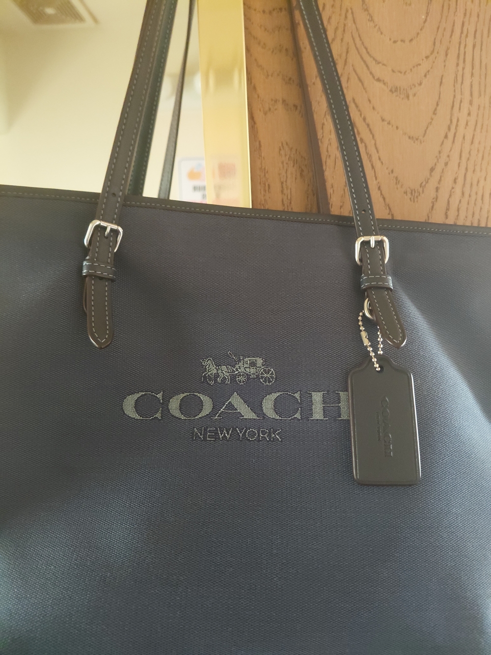 COACH New York Navy Logo Tote Bag